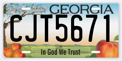 GA license plate CJT5671
