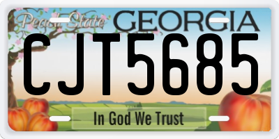 GA license plate CJT5685