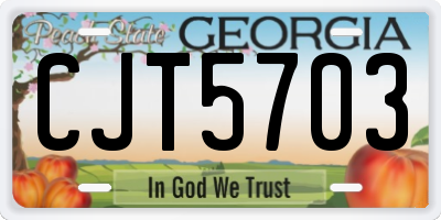 GA license plate CJT5703