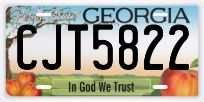 GA license plate CJT5822