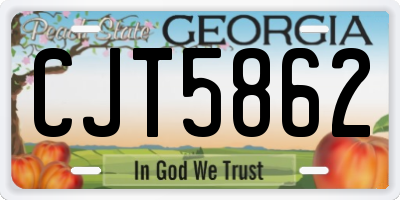 GA license plate CJT5862