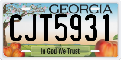 GA license plate CJT5931