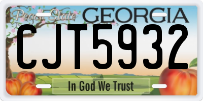GA license plate CJT5932