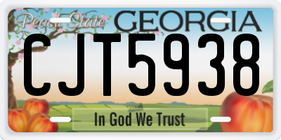 GA license plate CJT5938