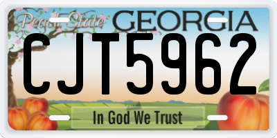 GA license plate CJT5962