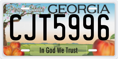 GA license plate CJT5996