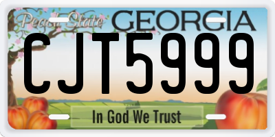 GA license plate CJT5999