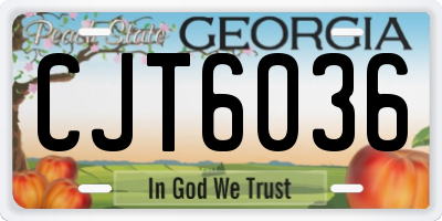 GA license plate CJT6036