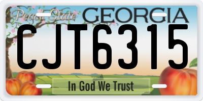 GA license plate CJT6315