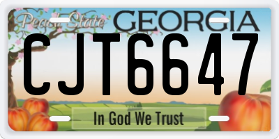 GA license plate CJT6647