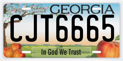 GA license plate CJT6665