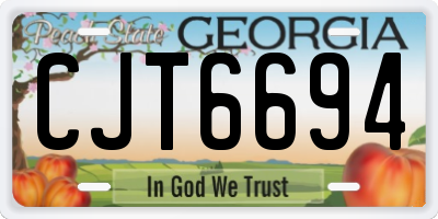 GA license plate CJT6694