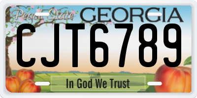 GA license plate CJT6789