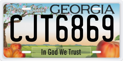 GA license plate CJT6869