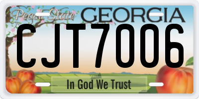 GA license plate CJT7006