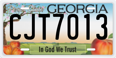 GA license plate CJT7013