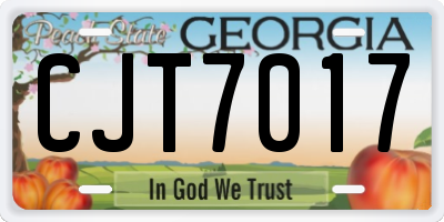 GA license plate CJT7017