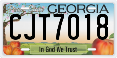 GA license plate CJT7018