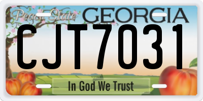 GA license plate CJT7031