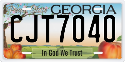 GA license plate CJT7040