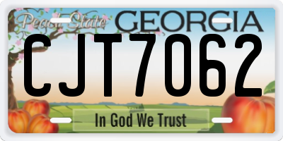 GA license plate CJT7062