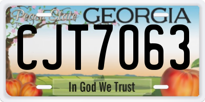 GA license plate CJT7063