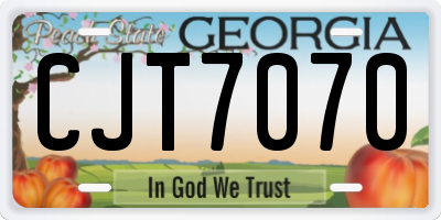 GA license plate CJT7070