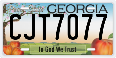GA license plate CJT7077