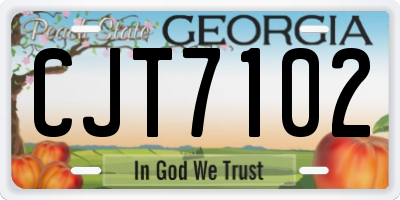 GA license plate CJT7102