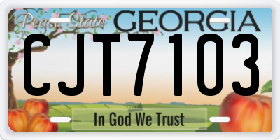 GA license plate CJT7103