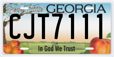 GA license plate CJT7111