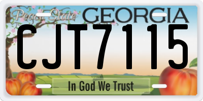 GA license plate CJT7115