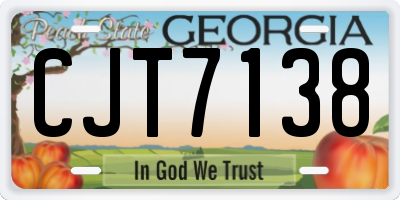 GA license plate CJT7138