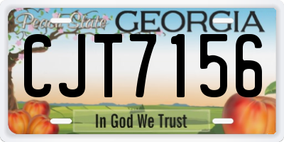 GA license plate CJT7156