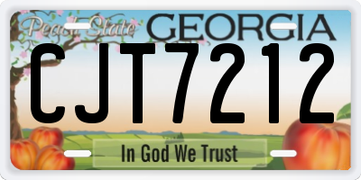 GA license plate CJT7212