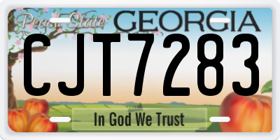 GA license plate CJT7283