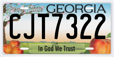 GA license plate CJT7322