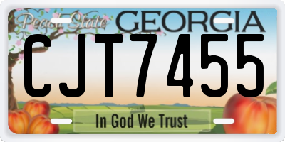 GA license plate CJT7455