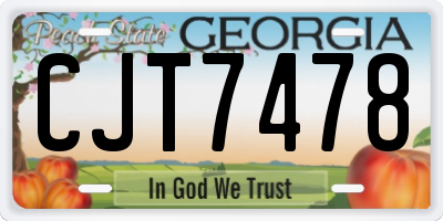 GA license plate CJT7478
