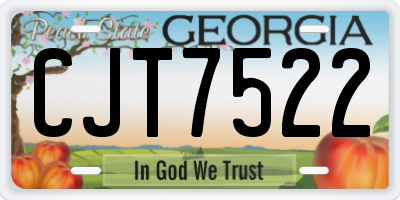 GA license plate CJT7522