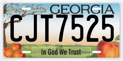 GA license plate CJT7525