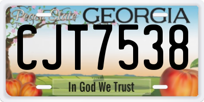 GA license plate CJT7538