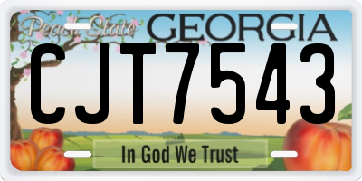 GA license plate CJT7543