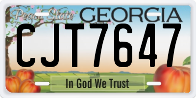 GA license plate CJT7647