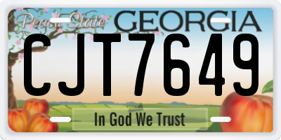 GA license plate CJT7649