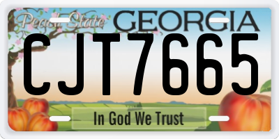 GA license plate CJT7665