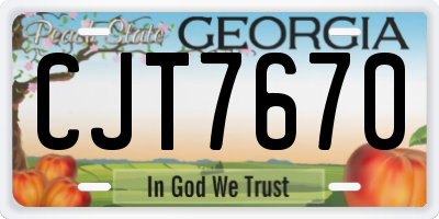 GA license plate CJT7670
