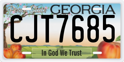 GA license plate CJT7685