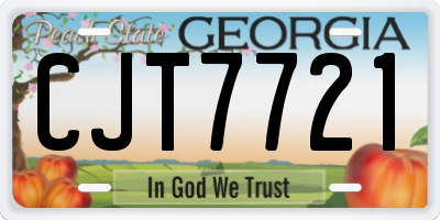 GA license plate CJT7721