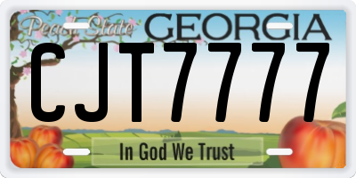 GA license plate CJT7777